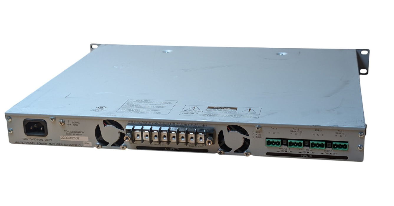 TOA DA-250FH - 4-Channel 140V/70V 4x250w Multichannel Power Amplifier