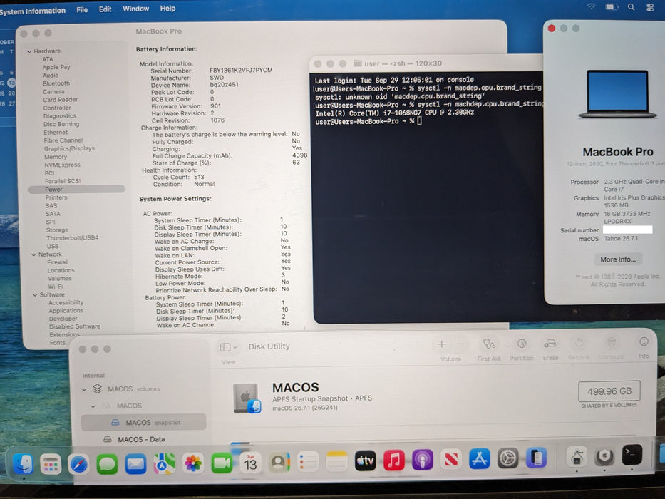 Apple MacBook Pro 13" 2020 A2251 i7-1068NG7 16GB RAM 500GB SSD NO ADAPTER READ