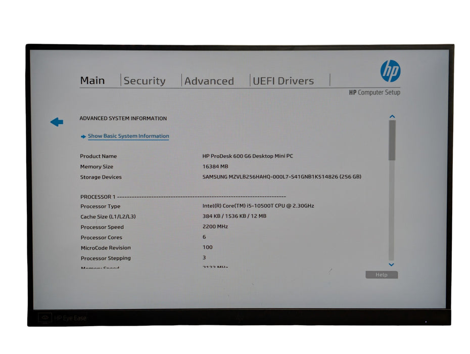 HP ProDesk 600 G6 Desktop Mini PC - Core i5-10500T 16GB RAM 256GB NVMe SSD