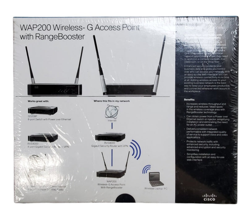 New - Cisco WAP200 - Wireless-G Access Point with RangeBooster