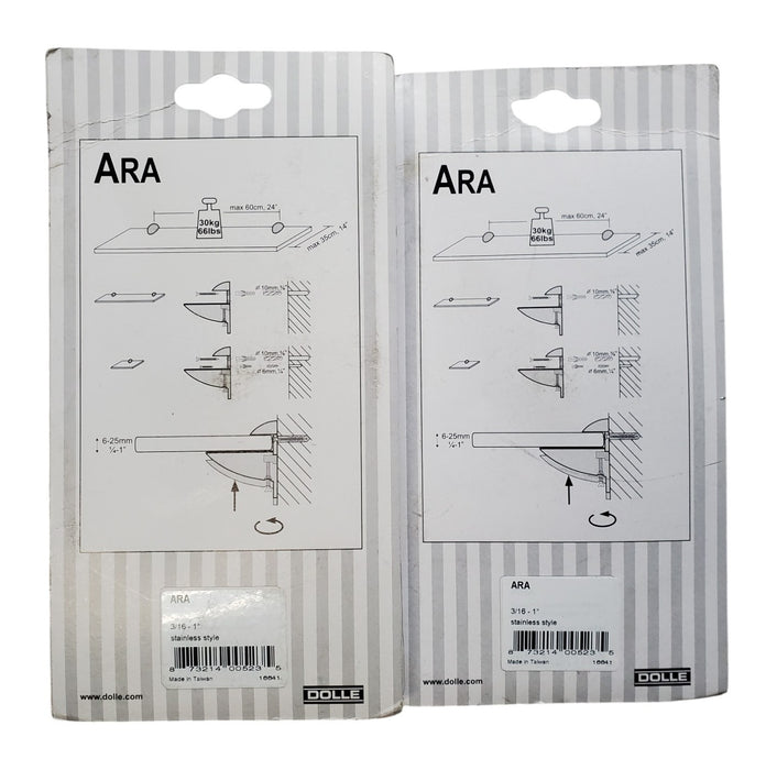 Lot 2x Dolle ARA - Shelf Bracket Clamps Stainless Style