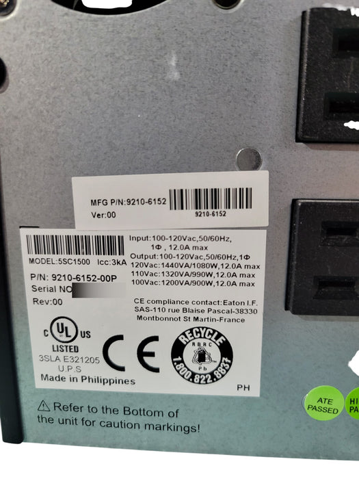 Eaton 5SC 1500 (5SC1500) - 1440VA 1080W Line-Interactive UPS = NO BATTERY