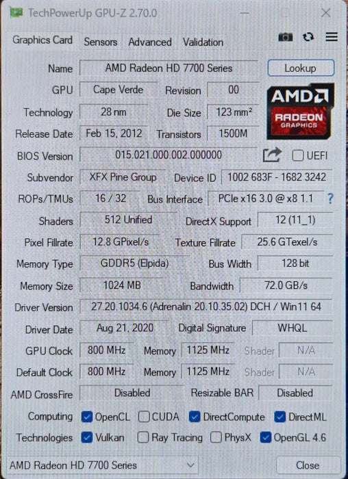 XFX Radeon R7750 FX-775A-ZN - 1GB GDDR5 Ghost Graphics Card