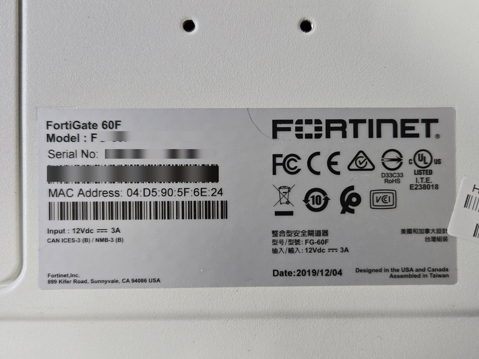 Fortinet FortiGate 60F FG-60F Enterprise Firewall Appliance, No Boot OS (READ)
