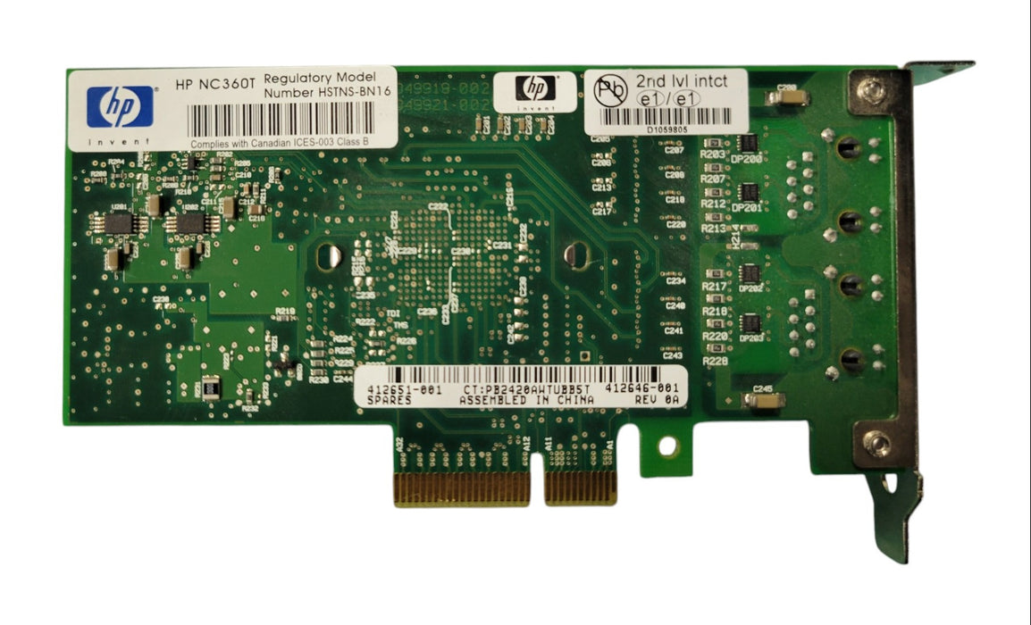 HP NC360T Dual Port Gigabit Server Adapter PCI-e NIC - 412646-001 412651-001
