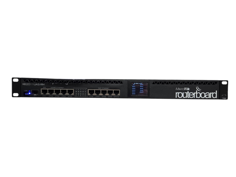 MikroTik RouterBOARD RB2011UiAS-RM - 1U Rackmount Router SFP LCD