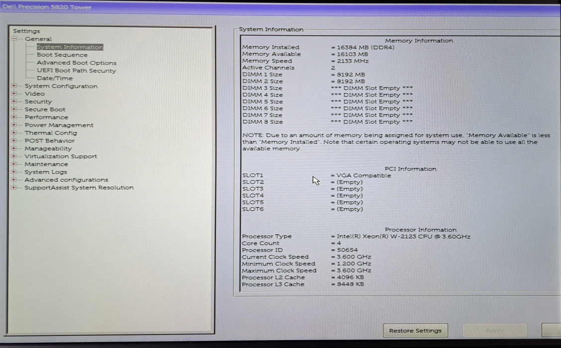 Dell Precision 5820 Tower | Xeon W-2123 @3.60GHz, 16GB DDR4, No GPU/HDD, 950W