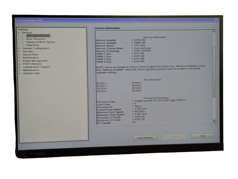 Dell PowerEdge T20 - Intel Xeon E3-1225 v3 3.20GHz 32GB RAM 2x 4TB HDD