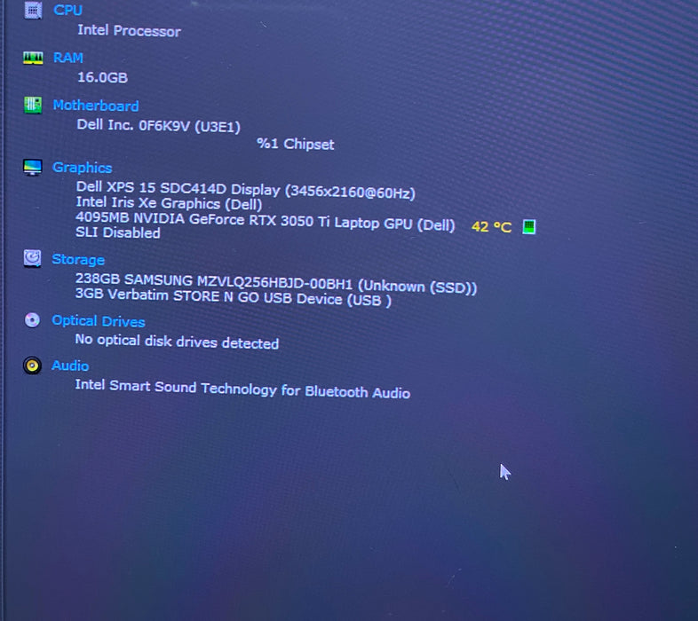 Dell XPS 15 9520 4K TOUCH i9-12900HK RTX3050 Ti 4GB GPU 16GB RAM 256GB SSD READ!
