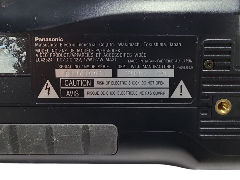 Panasonic OmniMovie HQ Camera PV-S550D-K w/ 2x Battery & AC Adaptor, READ