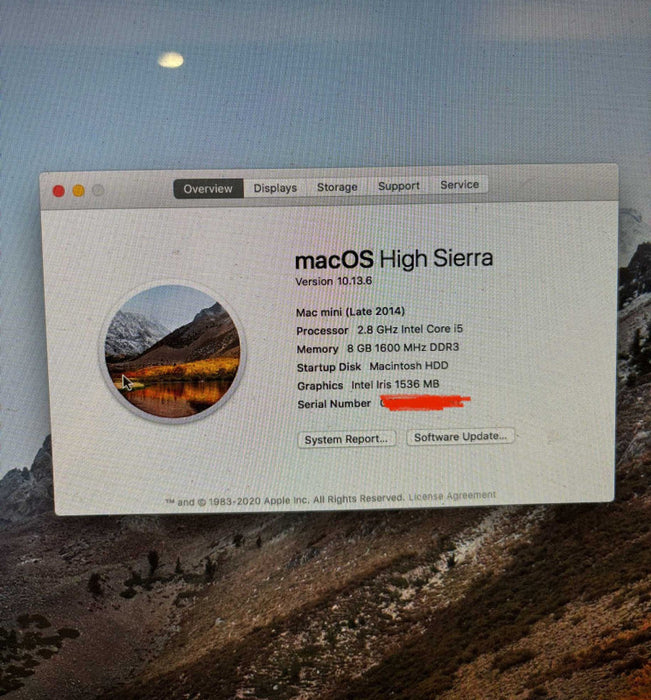 Apple Mac Mini Late 2014 Intel Core i5-4308U 8GB RAM 1.12TB Fusion Drive