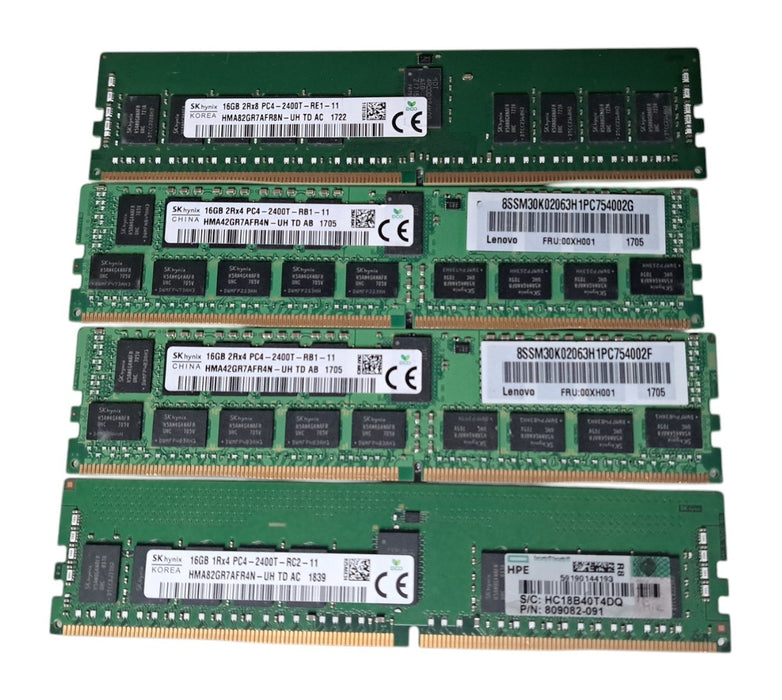 Lot of 4x SK PC4-2400T Hynix 16GB DDR4-2400T ECC RDIMM Server RAM 64GB Total