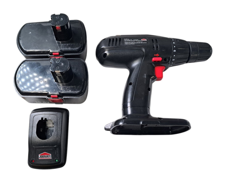 Jobmate 54-2891-8 18V Cordless Drill with 2x Batteries & Charger Stand (READ)