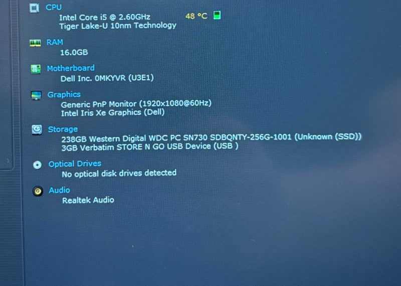 Dell Latitude 5520 i5-1145G7 16GB 256SSD No Battery READ!  Lap200