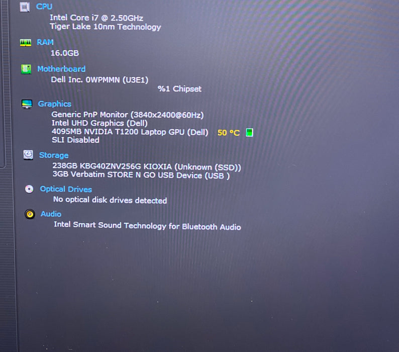 Dell Precision 5560 4K TOUCH i7-11850H QUADRO T1200 GPU 16GB RAM 256GB SSD READ!