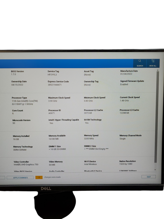 Dell OptiPlex 7090 Micro Intel i5 11500T 1.50GHz 16GB RAM NO-HDD/SSD