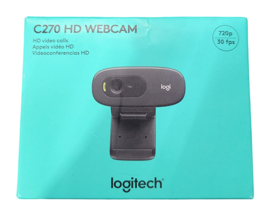 Logitech C270 HD Webcam - 720p 30fps Mono Noise-Reducing Mic