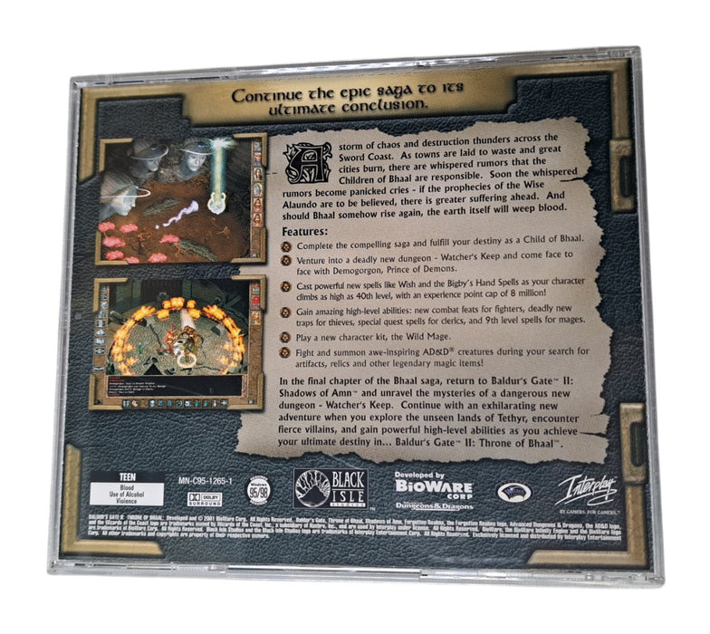 Baldur's Gate II Throne of Bhaal Expansion PC CD-ROM with Jewel Case