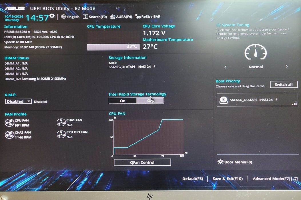 Generic Pc w/ Asus B460M-A Intel Core i5-10600K CPU 8GB RAM No HDD