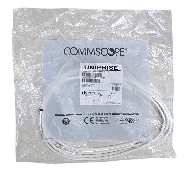 CommScope Uniprise UNC6-WH-10F - Cat6 RJ45 Patch Cord Cable White 10ft