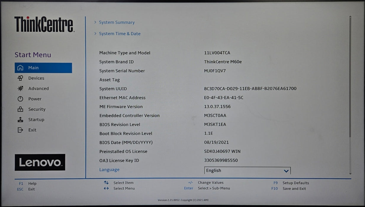 Lenovo ThinkCentre M60e Tiny - Intel Core i5-1035G1 1.00GHz 16GB RAM 256GB SSD