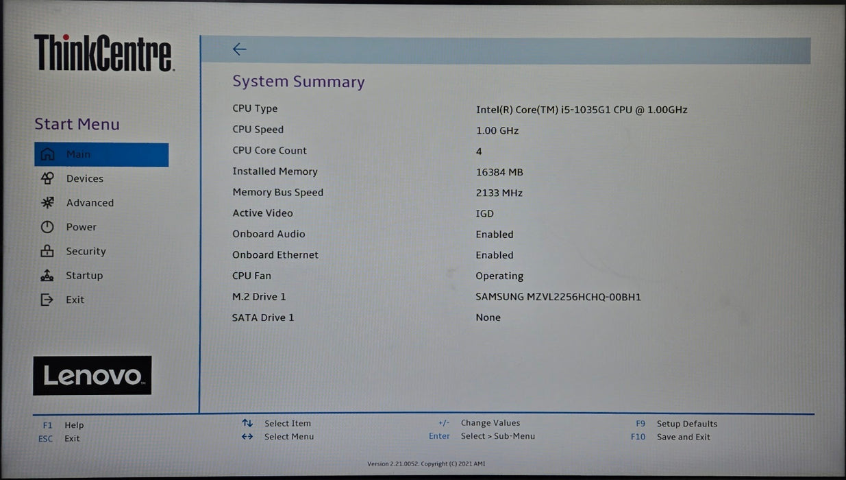 Lenovo ThinkCentre M60e Tiny - Intel Core i5-1035G1 1.00GHz 16GB RAM 256GB SSD