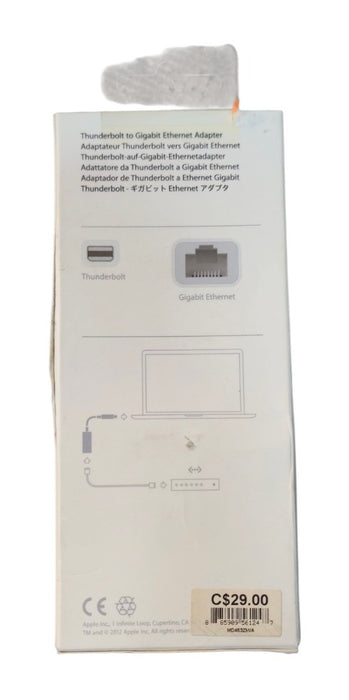 Sealed Apple A1433 MD463ZM/A Thunderbolt to Gigabit Ethernet Adapter