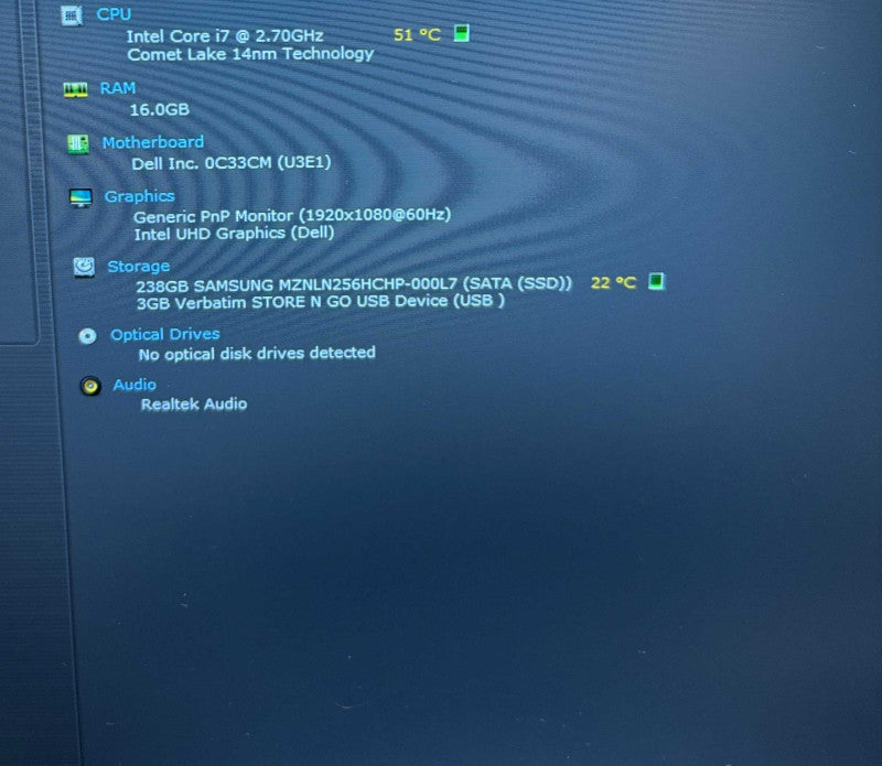 Dell Latitude 5511 Intel Core i7-10850H@2.7GHz 16GB RAM 256GB SSD READ!  Lap200