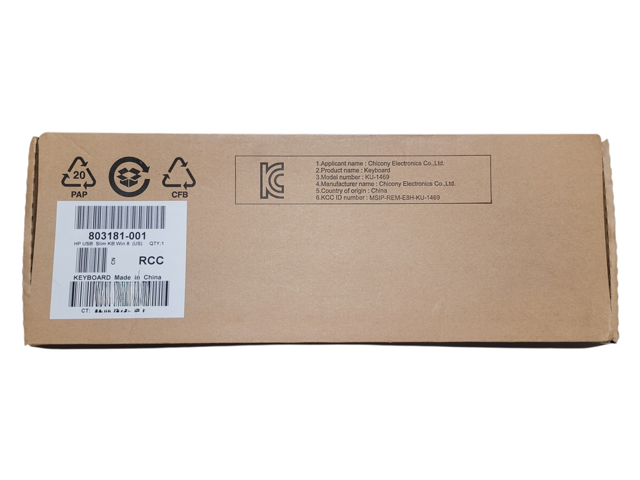 HP USB Slim Keyboard 803181-001 Wired USB US Layout