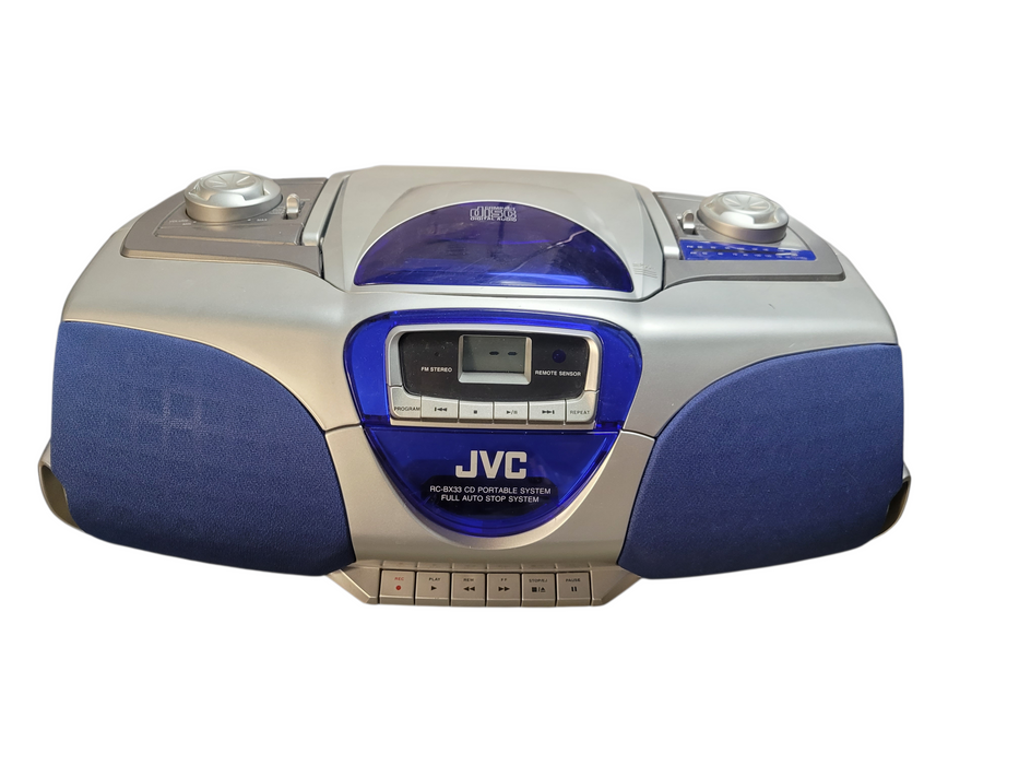 JVC RC-BX530SL CD Cassette Portable Radio Boombox Gray Stereo Player Working