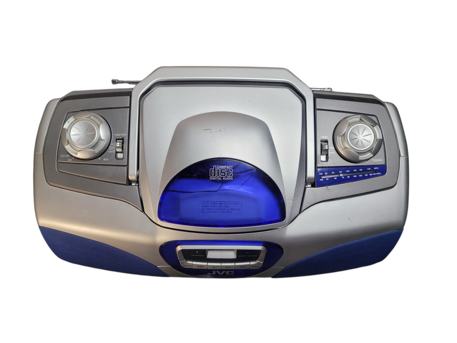 JVC RC-BX530SL CD Cassette Portable Radio Boombox Gray Stereo Player Working