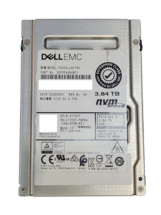 3.84TB Dell EMC Kioxia CD5 PCIe NVMe U.2 SSD