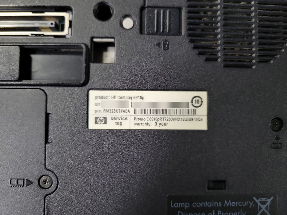 HP Compaq 6910p - Core 2 Duo T7250 2.00GHz 2GB RAM No HDD Radeon X2300 + PWR