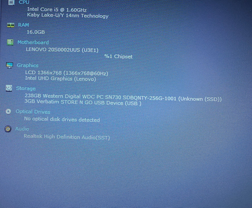 Lenovo ThinkPad T14 Gen 1 i5-10210U 1.60GHz  (1366x768 LCD) 16GB RAM 256GB SSD