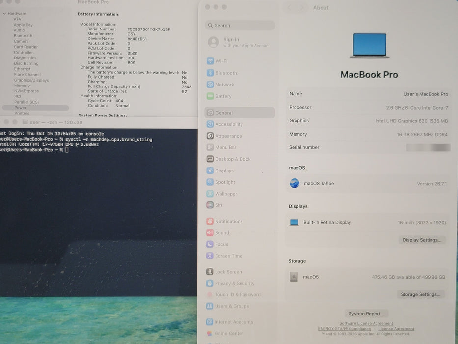 Apple MacBook Pro 16" 2019 i7-9750H 2.6GHz 16GB RAM 512GB SSD UHD 630 NO ECN