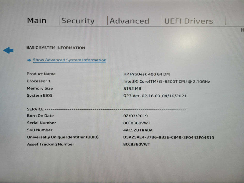 HP ProDesk 400 G4 USFF, i5-8500T 2.10GHz 6C, 8GB DDR4, 256GB Nvme !