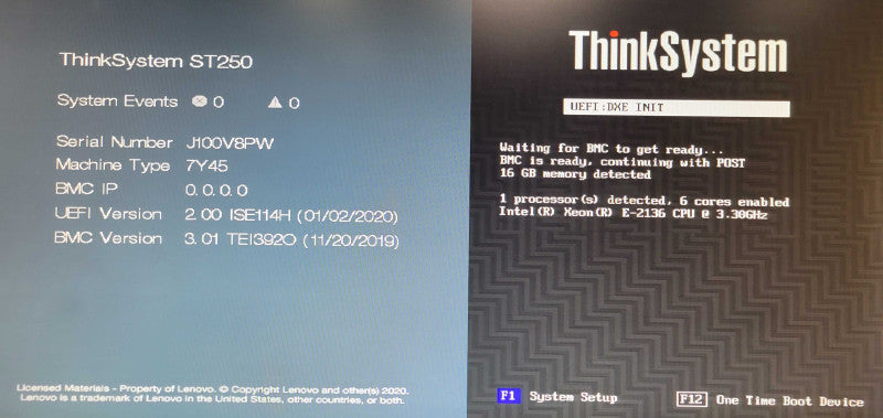 Lenovo ThinkSystem ST250 Xeon E-2136G 3.3GHz 6C, 16GB DDR4, 2x PSU, No RAID _
