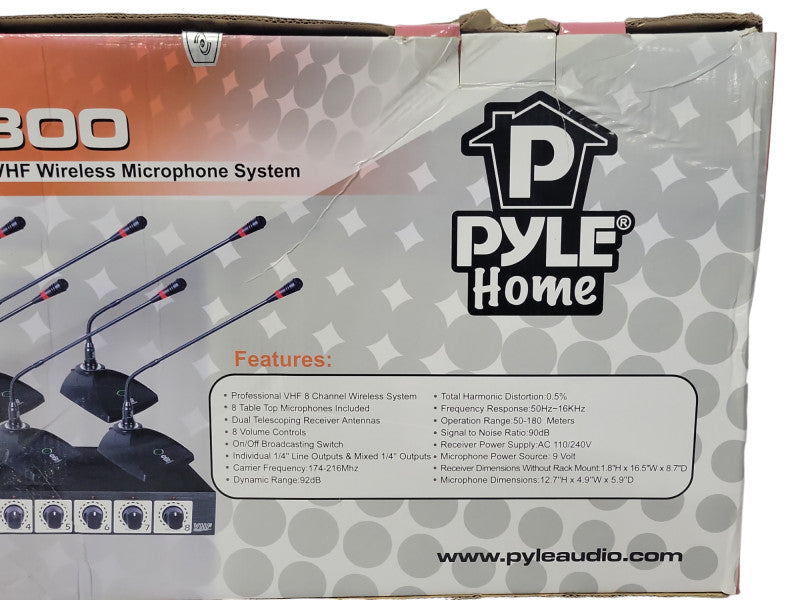 Pyle PDWM8300 VHF Profesional Conference Wireless Microphone System READ Q_