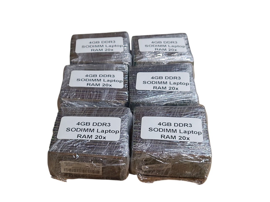 Lot of 120x, Assorted 4GB DDR3 SODIMM Laptop RAM