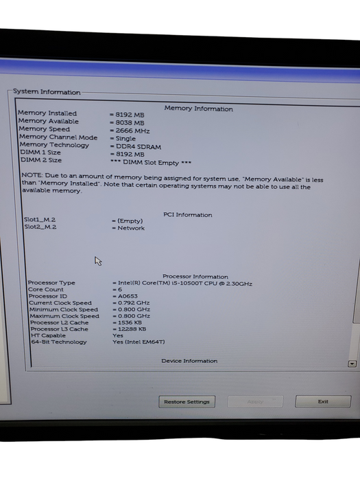 Dell OptiPlex Micro, 10th Gen intel Core i5 CPU, 8GB DDR4, No HDD/OS