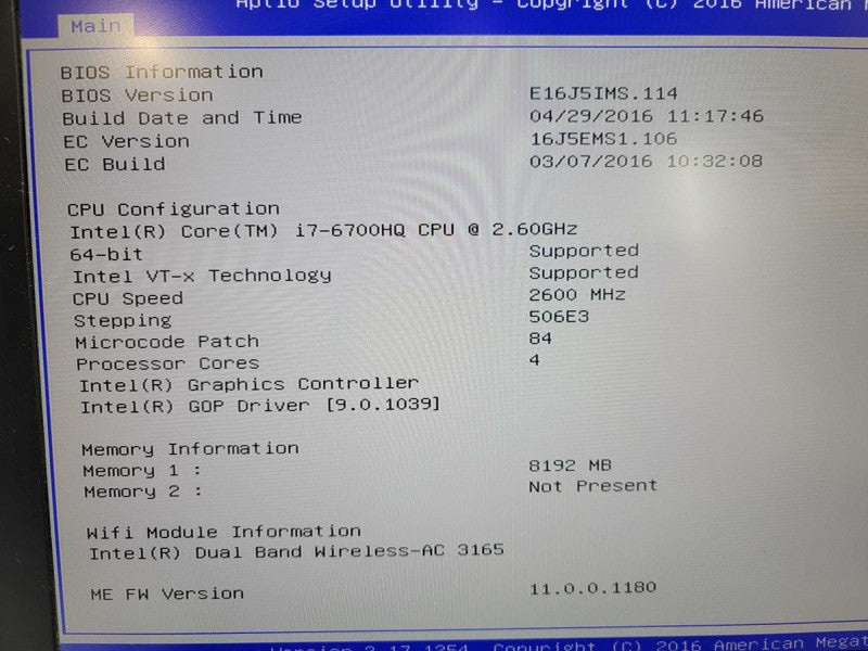 MSI Apache Pro GE62 15.6\\" i7-6700HQ| 8GB DDR4| GTX 960M| NO SSD | FOR PARTS Î² BudLap