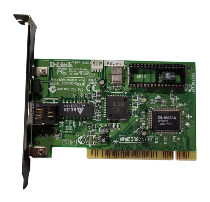 D-Link DFE-530TX REV-A3 PCI 10/100 Fast Ethernet Network Adapter Card