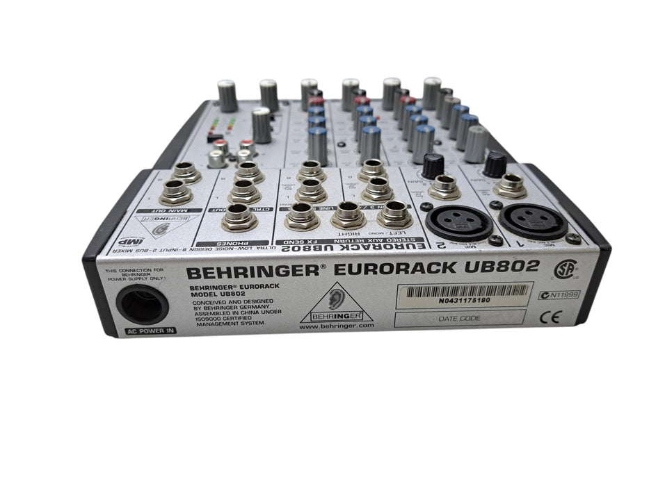 Behringer Eurorack UB802 - 8-Input 2-Bus Mic/Line Audio Mixer (Unit ONLY)