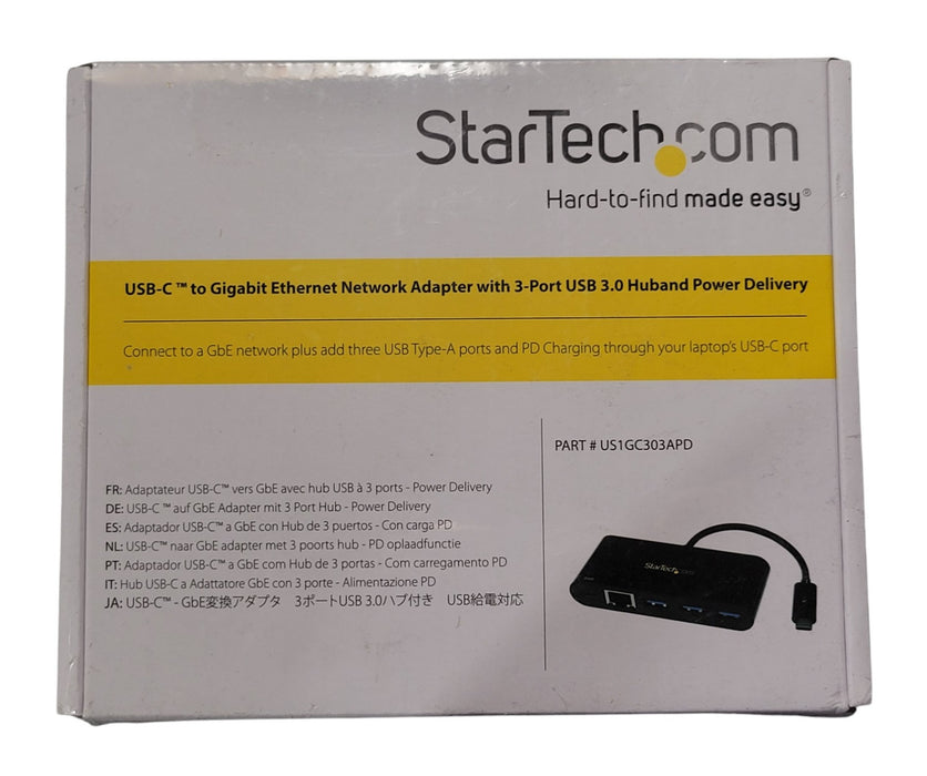 StarTech US1GC303APD USB-C to GbE Adapter with 3-Port USB 3.0 Hub & PD