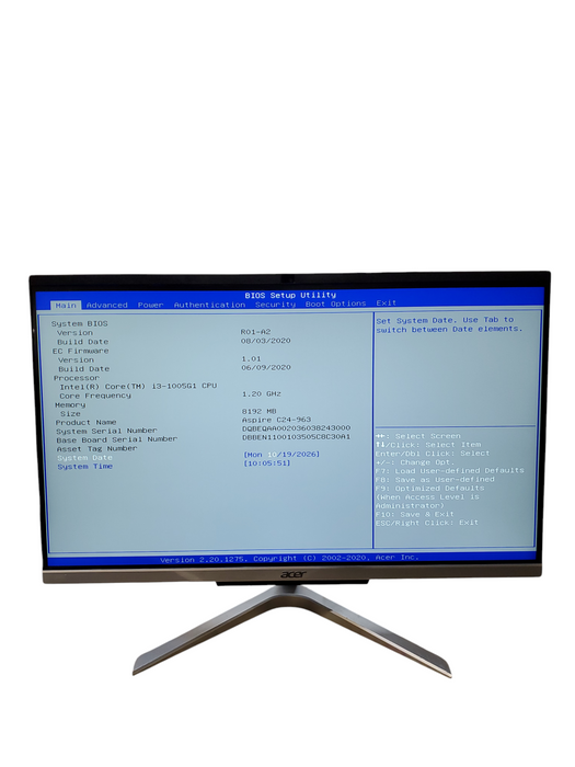 Acer Aspire C24-963 All-in-One 23.8 in FHD Display i3-1005G1 8GB RAM NO-HDD/SSD