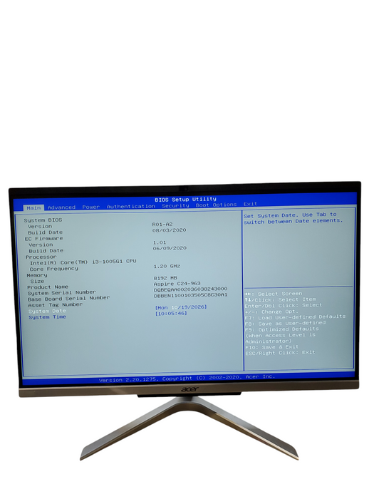 Acer Aspire C24-963 All-in-One 23.8 in FHD Display i3-1005G1 8GB RAM NO-HDD/SSD