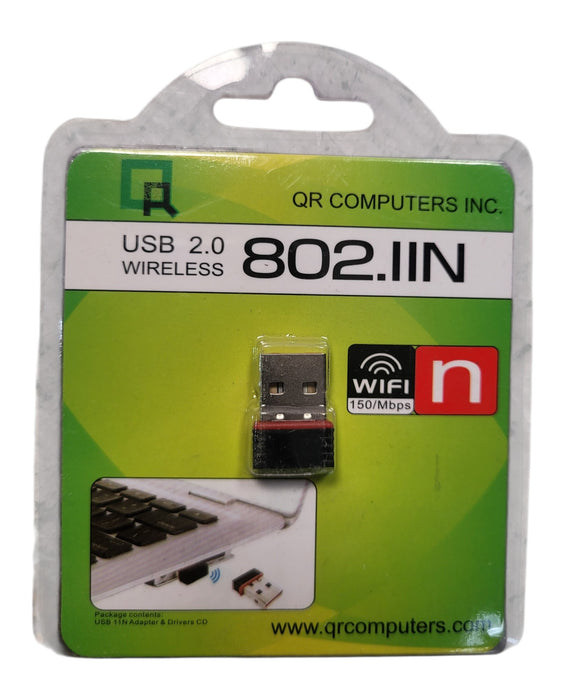 QR Computers 802.11N - USB 2.0 Wireless Wi-Fi Nano Adapter 150Mbps