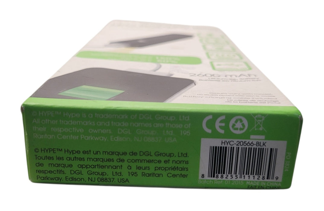 Hype HYC-20566-BLK LED Battery Bar 2600mAh USB Power Bank