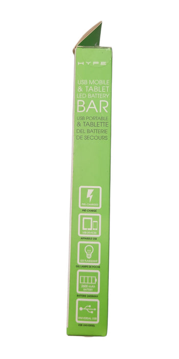 Hype HYC-20566-BLK LED Battery Bar 2600mAh USB Power Bank