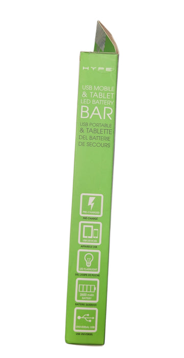 Hype HYC-20566-BLK LED Battery Bar 2600mAh USB Power Bank
